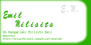 emil milisits business card